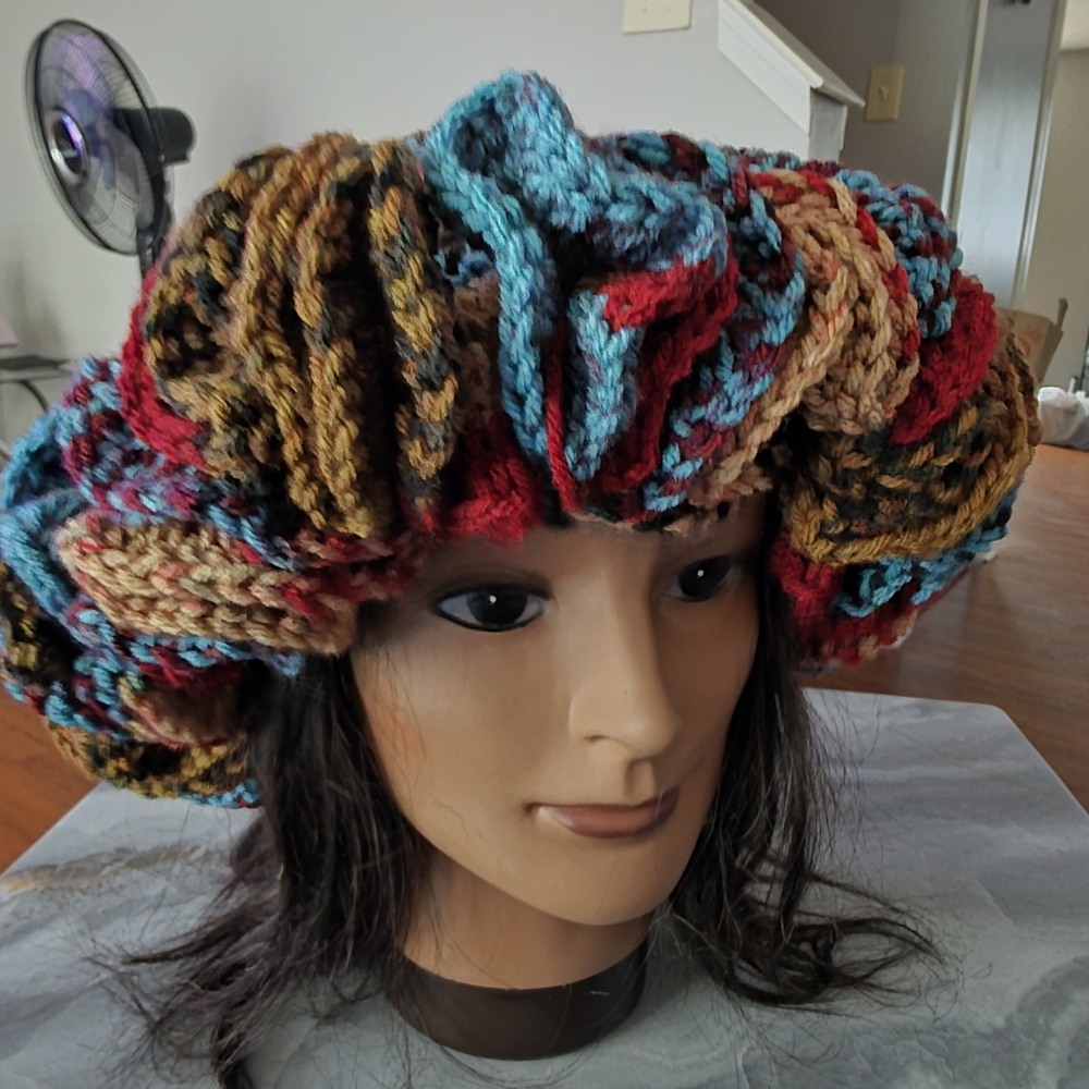Multicolor Crochet Ruffle Hat - Picture 8 of 8